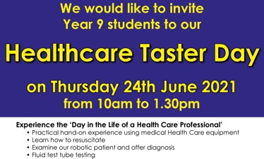 South Devon UTC Healthcare Taster Day - Thursday 24th June 2021
